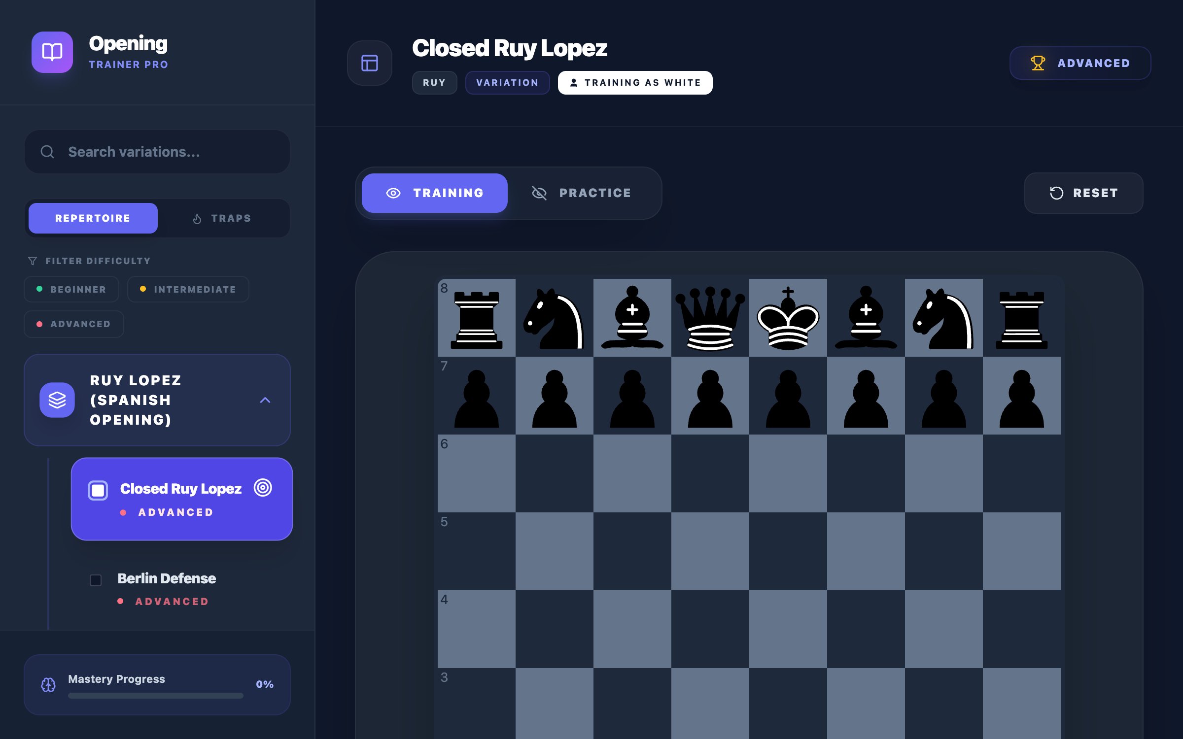 Screenshot of Chess Opening Trainer
